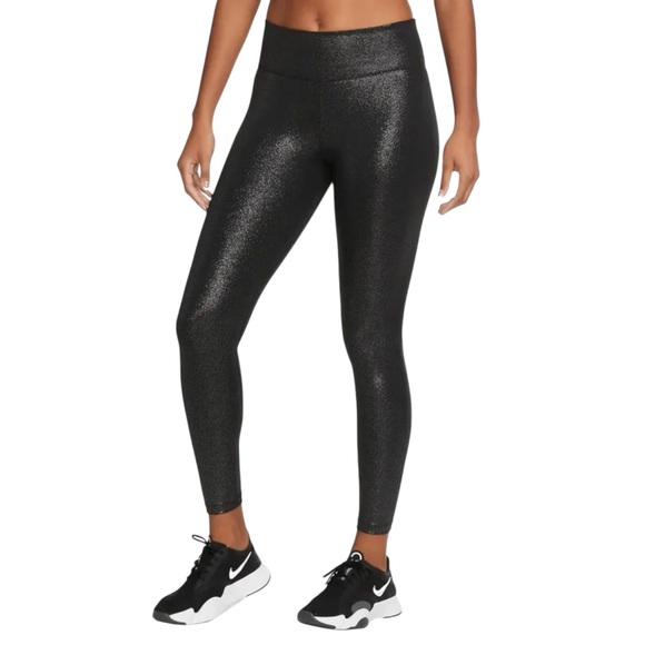 Nike One Sparkle Tight 7/8 Leggings Black Dri-Fit Women’s Medium NWT - Picture 10 of 16